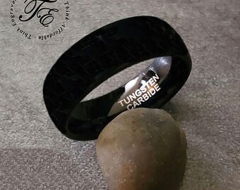 Men's Black Tungsten Ring: Custom Engraved Promise or Wedding Band