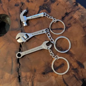 Engraved Tool Box Wrench , Crescent Wrench or Hammer Key chain