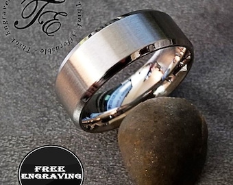 Personalized Men's Stainless Steel Ring: Comfort Fit Wedding Band