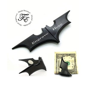 Clip para billetes de hombre grabado personalizado Batman Baterang Clip para billetes personalizado