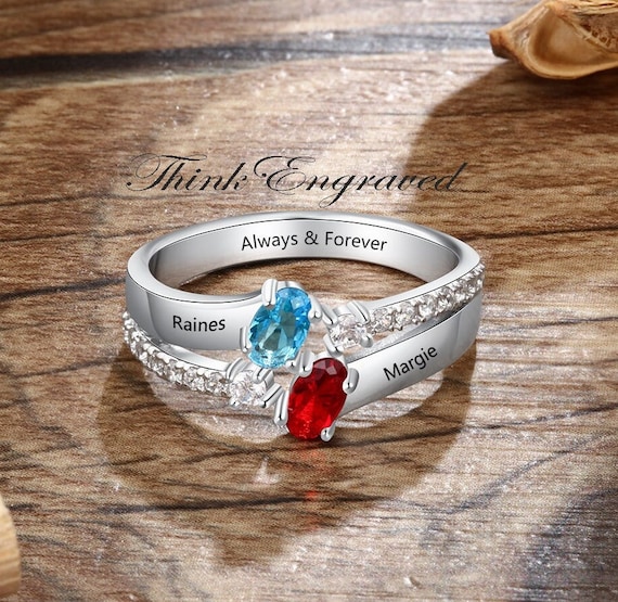 Personalized mothers on sale rings 2 stones
