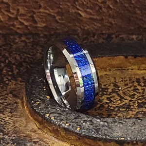 Men's Blue Galaxy Opal Tungsten Wedding Ring Band Blue - Etsy