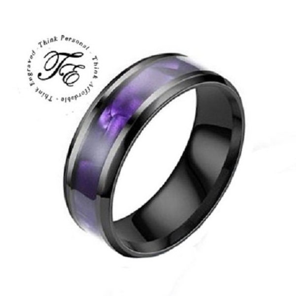 Men's Radiant Purple Charoite Promise Ring Band - Purple Charoite Pinky Promise Ring For Him