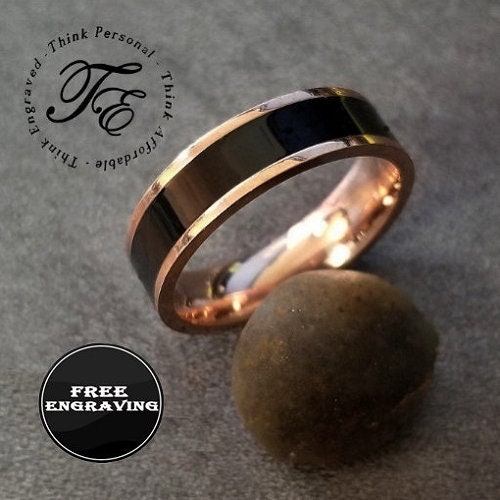 Engraved Men's Promise Ring 14K Gold and Brushed Steel Etsy