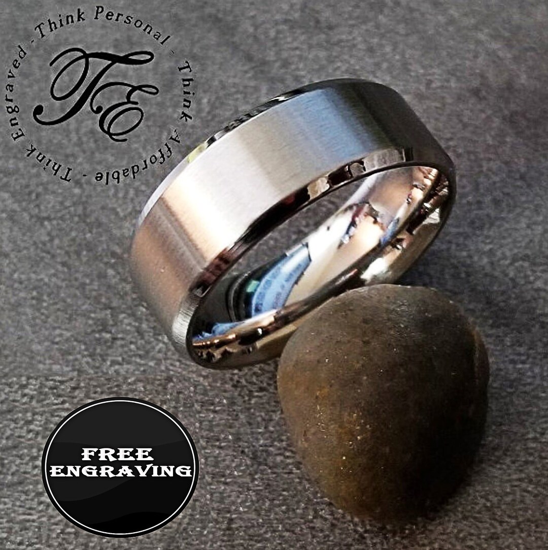 Personalized Engraved Men's Silver Wedding Ring Band - Engraved ...