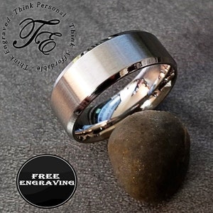 Personalized Engraved Men&#39;s Silver Wedding Ring Band - Engraved Handwriting Ring - Promise Ring For Him