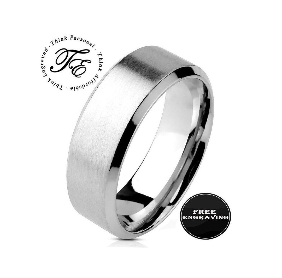 Custom Engraved Men's Silver Promise Ring or Wedding Ring Handwriting