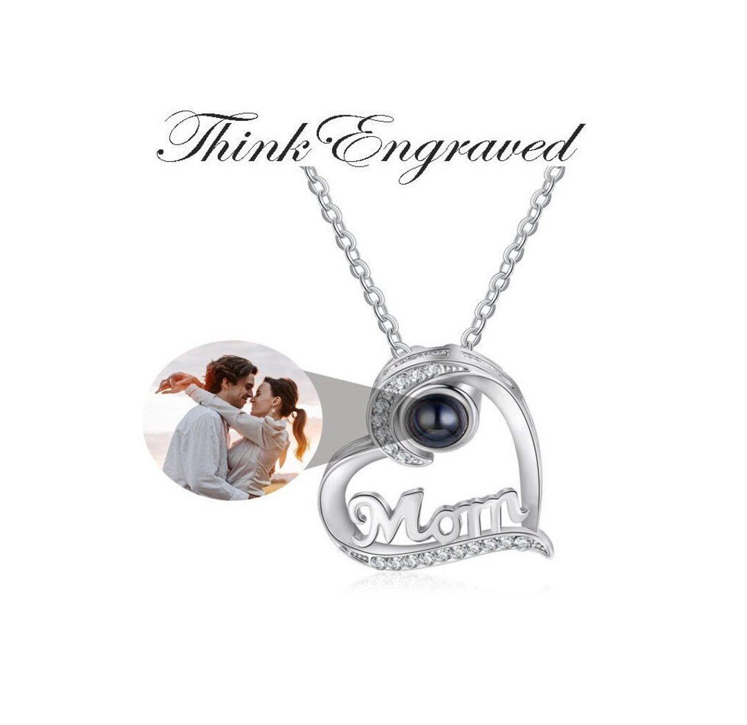 Custom Projection Photo Necklace With Heart Custom Mom Photo Necklace