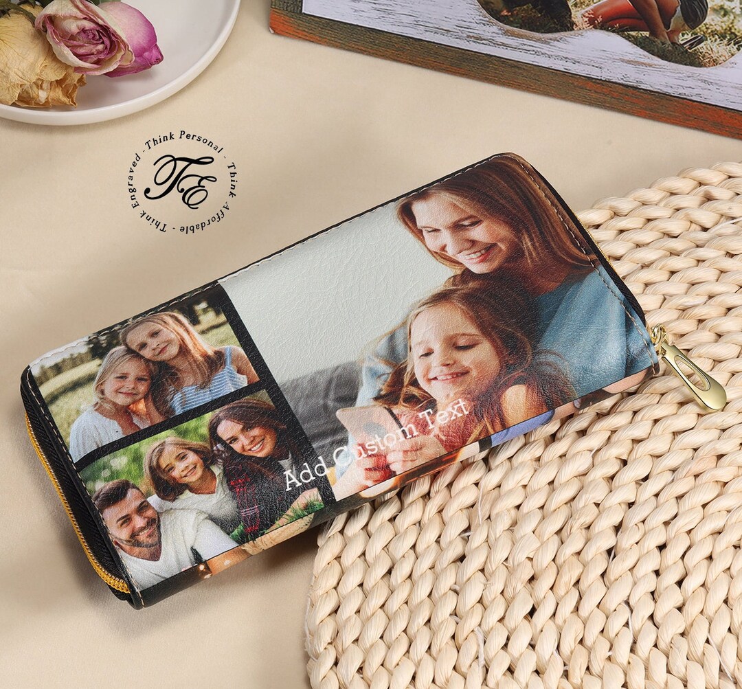 Personalized Photo Collage Wallet 6 Photo Zipper Wallet Personalized