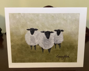 Sheep in the Mist Greeting Card / Sheep Note Card / Sheep Birthday Card / Blank Inside