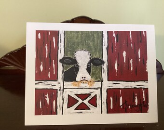 Cow Father’s Day Card /  Farm Animal Card / Cow Birthday Card / Cow Notecard / Blank Inside