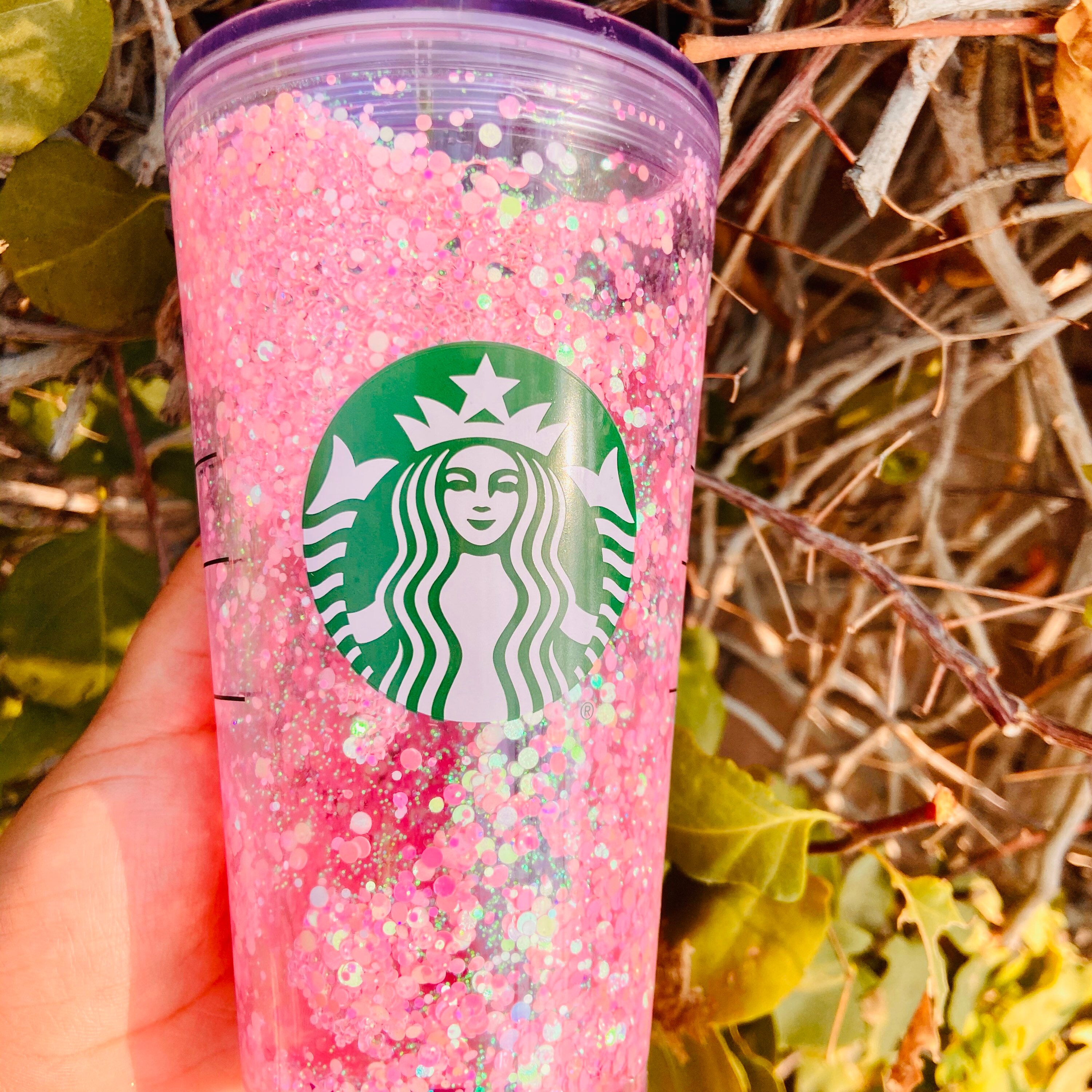 Snow Globe Starbucks Tumbler Floating Glitter Cup Venti Etsy