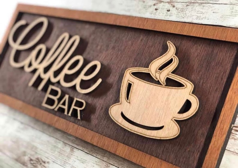 Download Coffee Bar SVG digital file download layered wood laser cut | Etsy