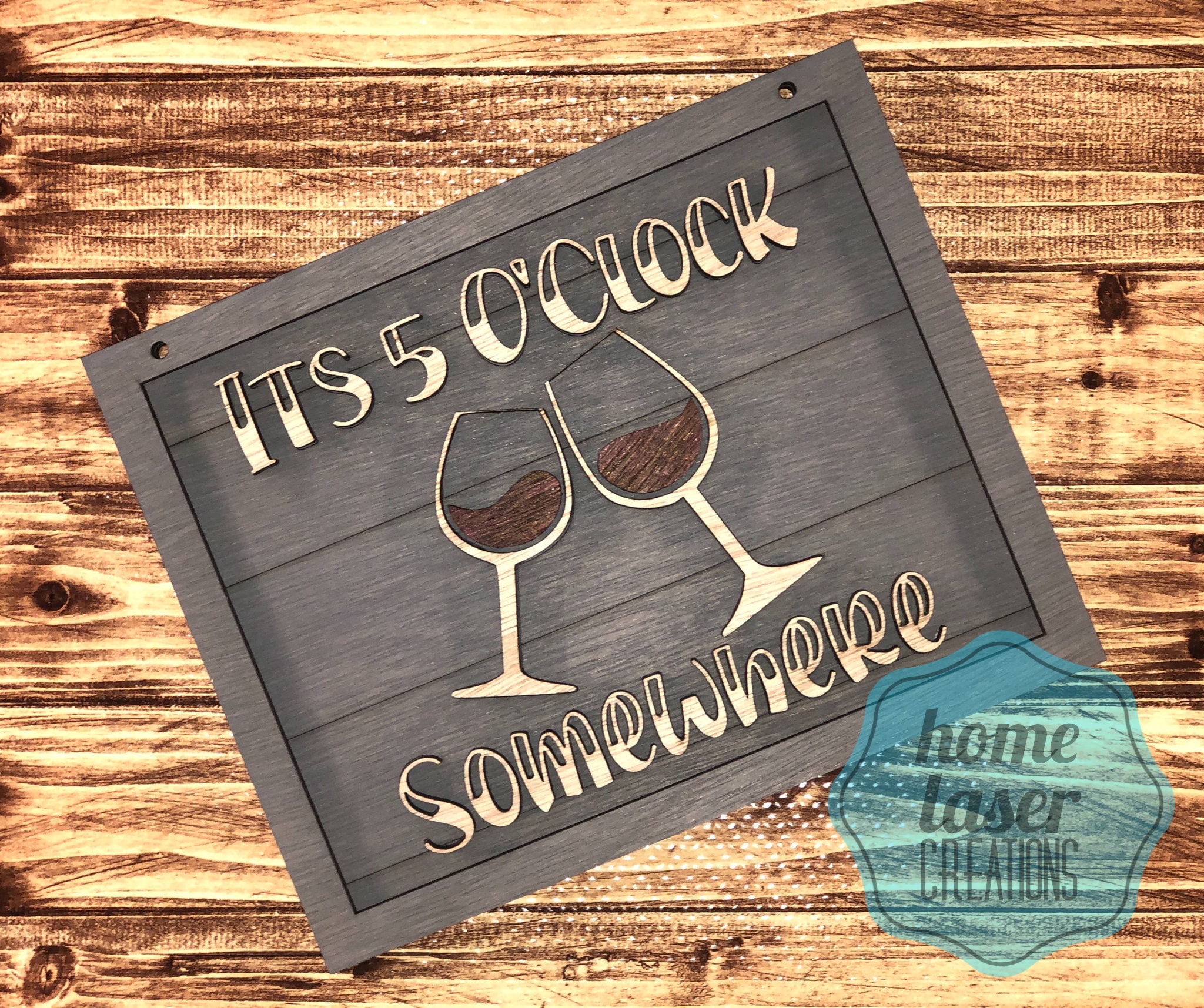 Its 5 O'clock Somewhere Layered Wood Wall Art Sign SVG Etsy