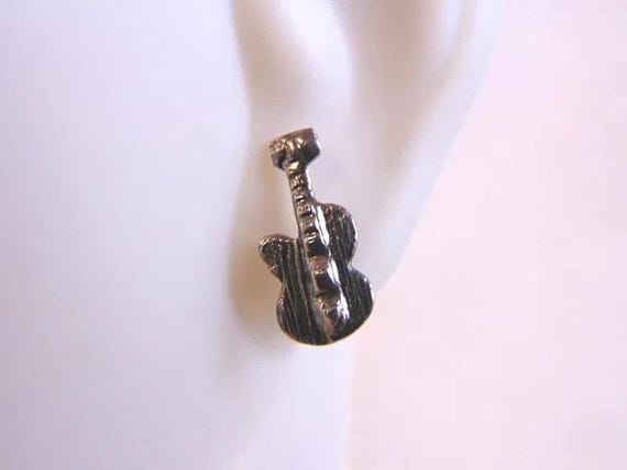 Sterling Silver Guitar Stud Earrings for the Music Lover