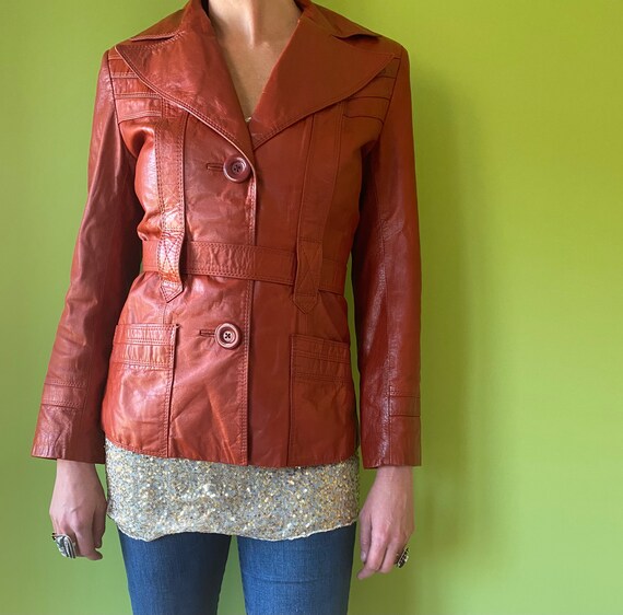 1970’s Brown Leather Jacket with Butterfly Collar