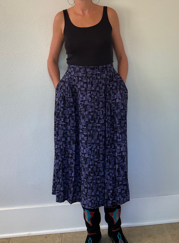 1980s Abstract Skirt with Pockets