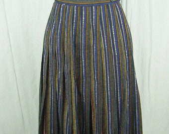 Vintage Reversible Wool Blend Pleated Skirt