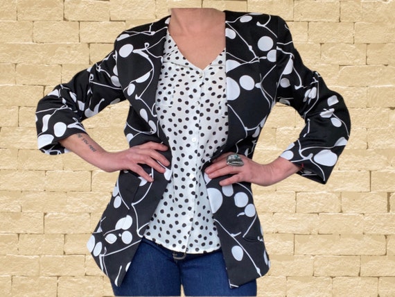 Black and White Polka Dot Blazer - image 1