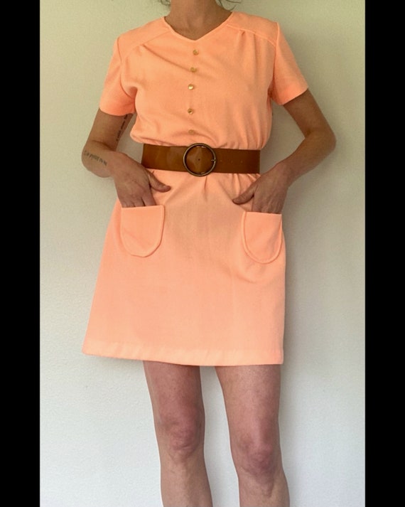 Vintage Peach Mini Dress - image 6