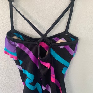 Vintage Ruffled One Piece Swimsuit Bodysuit 1980s image 4