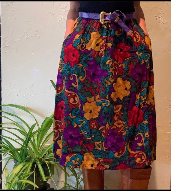 Vintage 1980s Floral Print Skirt