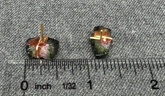 Artisan Wrapped Watermelon Agate Stud Earrings - image 4