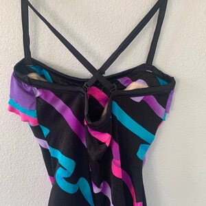 Vintage Ruffled One Piece Swimsuit Bodysuit 1980s image 3