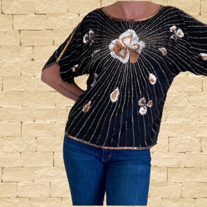 Sparkly Sequins Gold and Silver Top immagine 1