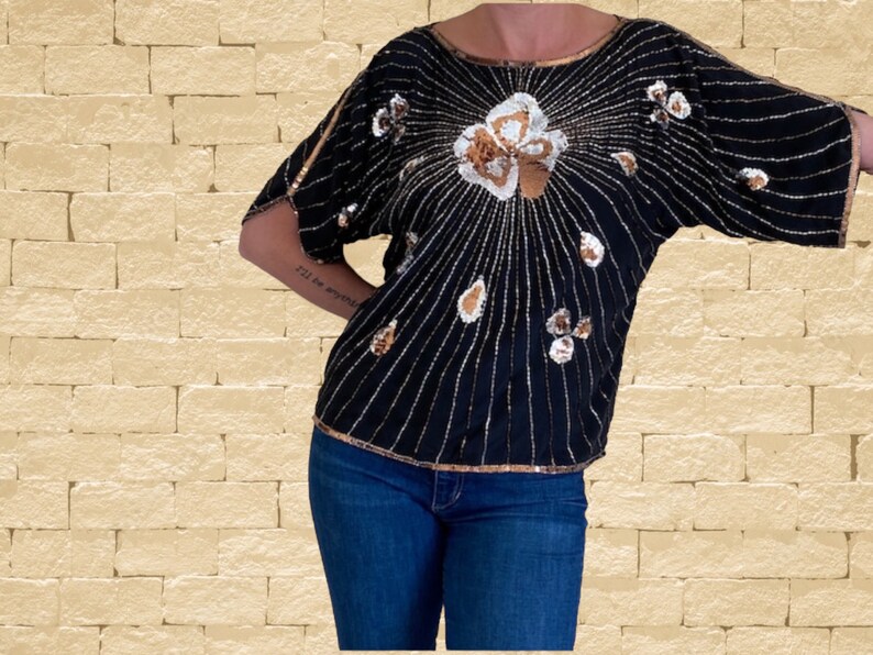 Sparkly Sequins Gold and Silver Top immagine 1