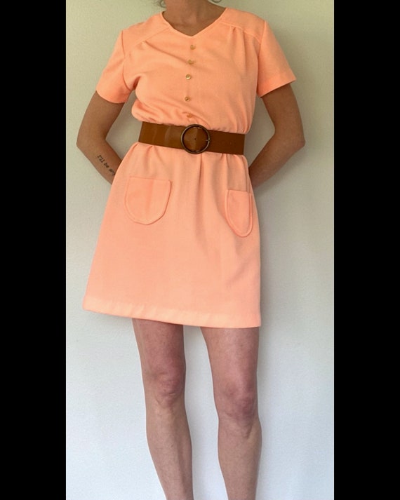 Vintage Peach Mini Dress - image 3