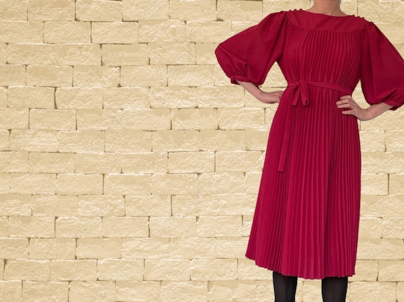 pleated balloon sleeve dress Balloon Sleeve Pleated Dress Black