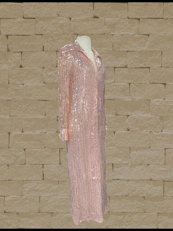 1970's New Years Eve Long Sleeve Sequin Party Dress - Etsy 1970's New Years Eve Long Sleeve Sequin Party Dress - Etsy