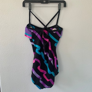 Vintage Ruffled One Piece Swimsuit Bodysuit 1980s image 2