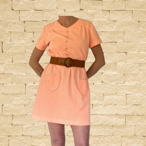 Vintage Peach Mini Dress - image 1