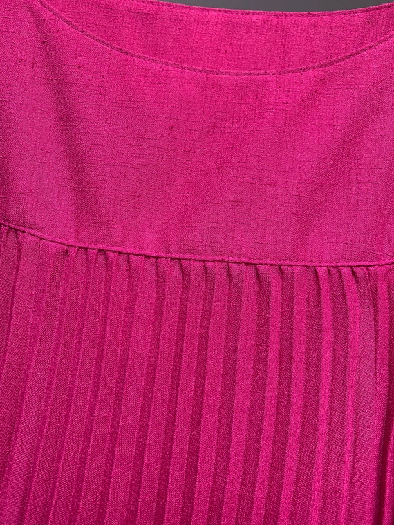 Vintage Magenta Pink Pleated Dress Balloon Sleeves - image 6