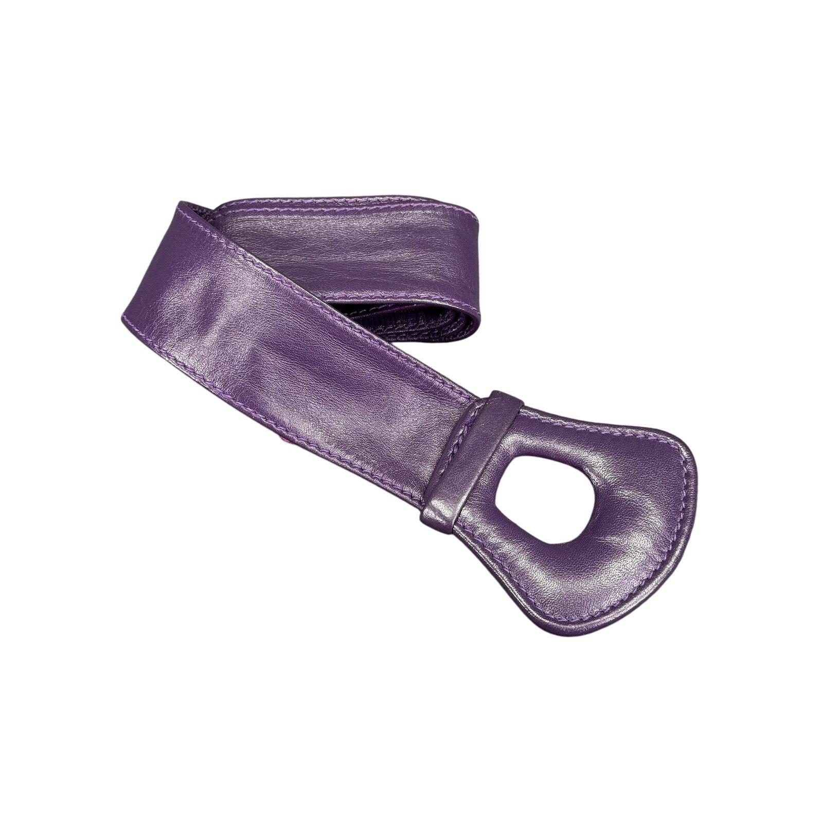 VINTAGE CALDERON PURPLE LEATHER STATEMENT BELT OVERSIZE SILVER BUCKLE WOMEN S Purple Suede Belts for Women for sale | eBay main image 2