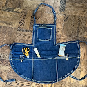 American Hostess Denim Coverall Utility Garden Short Apron 100% Cotton Denim Prewashed