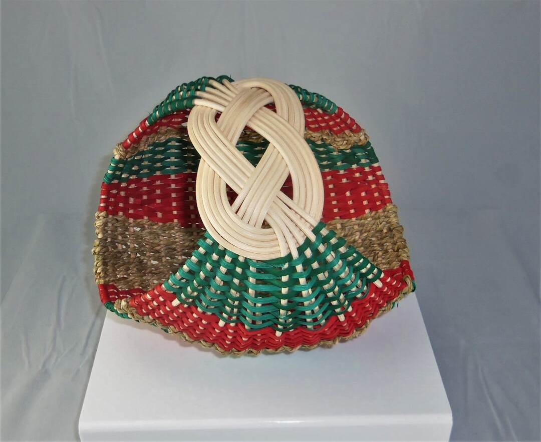 Josephine Knot Basket Woven With Reed and Cane Medium Size Etsy