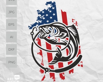 Download Fishing Usa Flag Svg Etsy