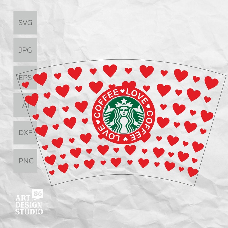 Download Clip Art Heart Svg For Diy Projects Full Wrap Template For Starbucks Venti Cold Cup For Diy Projects With Cutout Logo Svg Png Files Art Collectibles