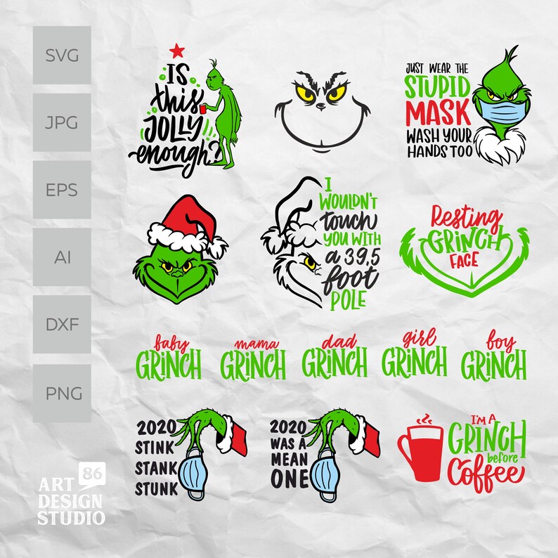 Download Grinch SVG Bundle The Grinch Face svg file for cricut | Etsy