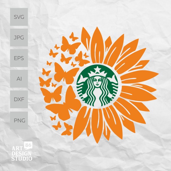 Download Sunflower Butterfly SVG for DIY Projects Starbucks Cup ...