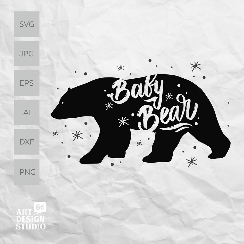 Download Baby Bear Svg Cut File For Cricut Silhouette Cameo Sublimation Design Hand Drawn Clip Art Art Collectibles