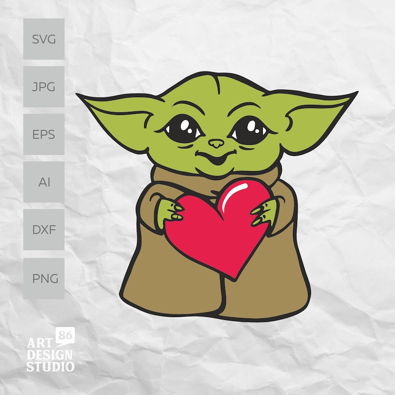 Download Baby Yoda svg Baby Yoda with a heart SVG Mandalorian Baby ...