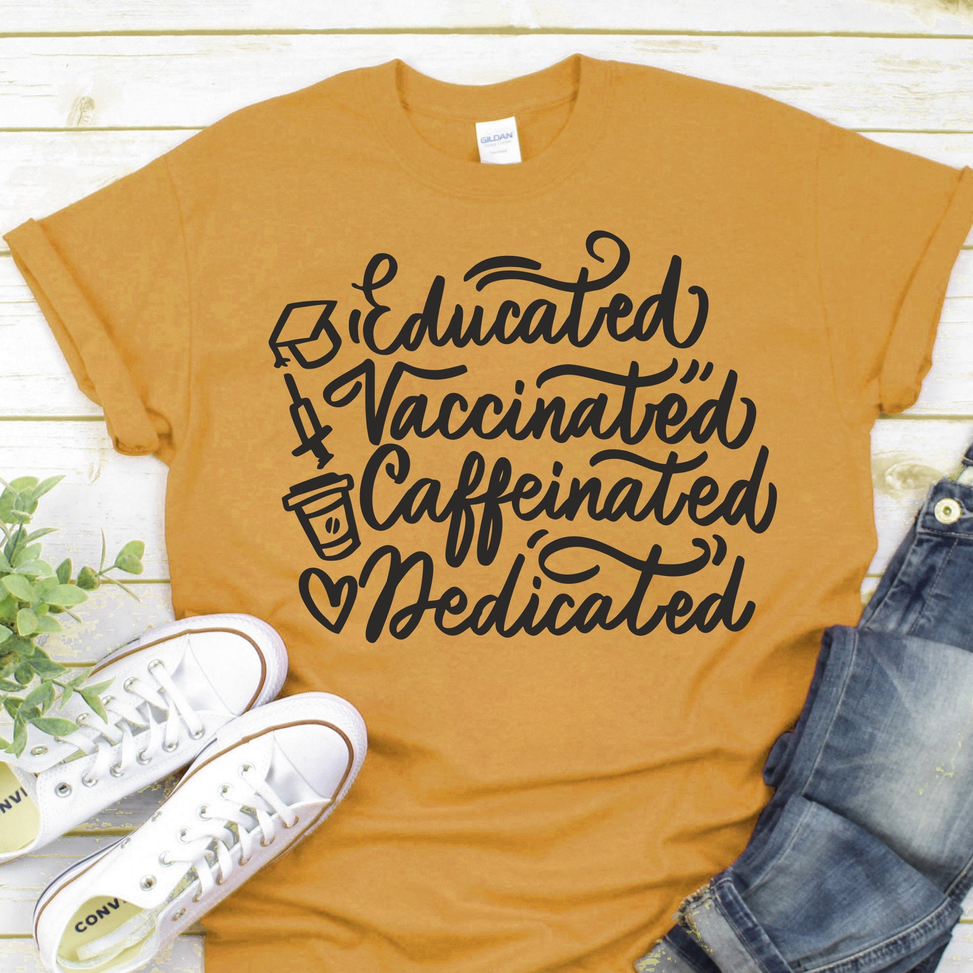 Educated Vaccinated Caffeinated Dedicated svg png dxf Nurse | Etsy