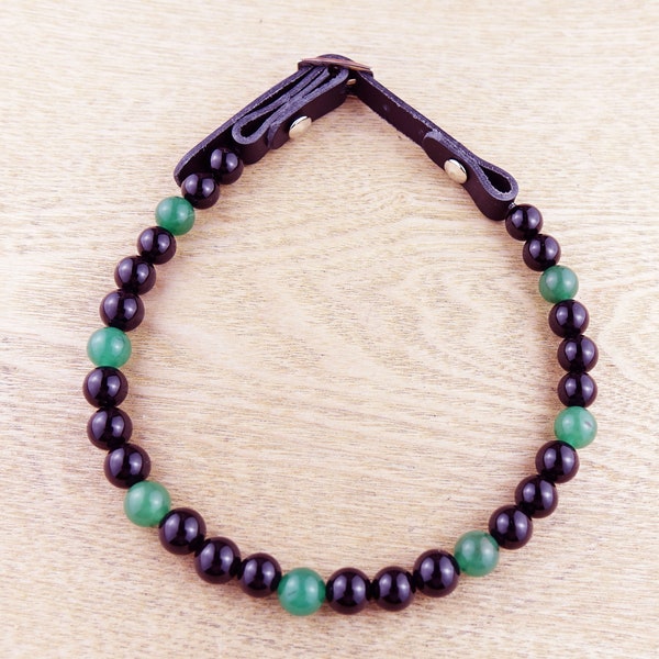 ADAPTATION Necklace Change of life - Onyx and aventurine, Dog well-being, dog lithotherapy necklace, semi-precious stone, dog gift