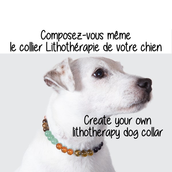 Collier lithothérapie personnalisé pour chien - Pierres véritables naturelles - Bien-être chien, pierre