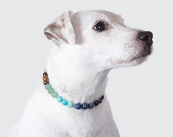 Collier ÉQUILIBRANT 7 chakras pour chien - Pierres véritables naturelles - Bien-être chien, pierre, chien anniversaire Noël, lithothérapie