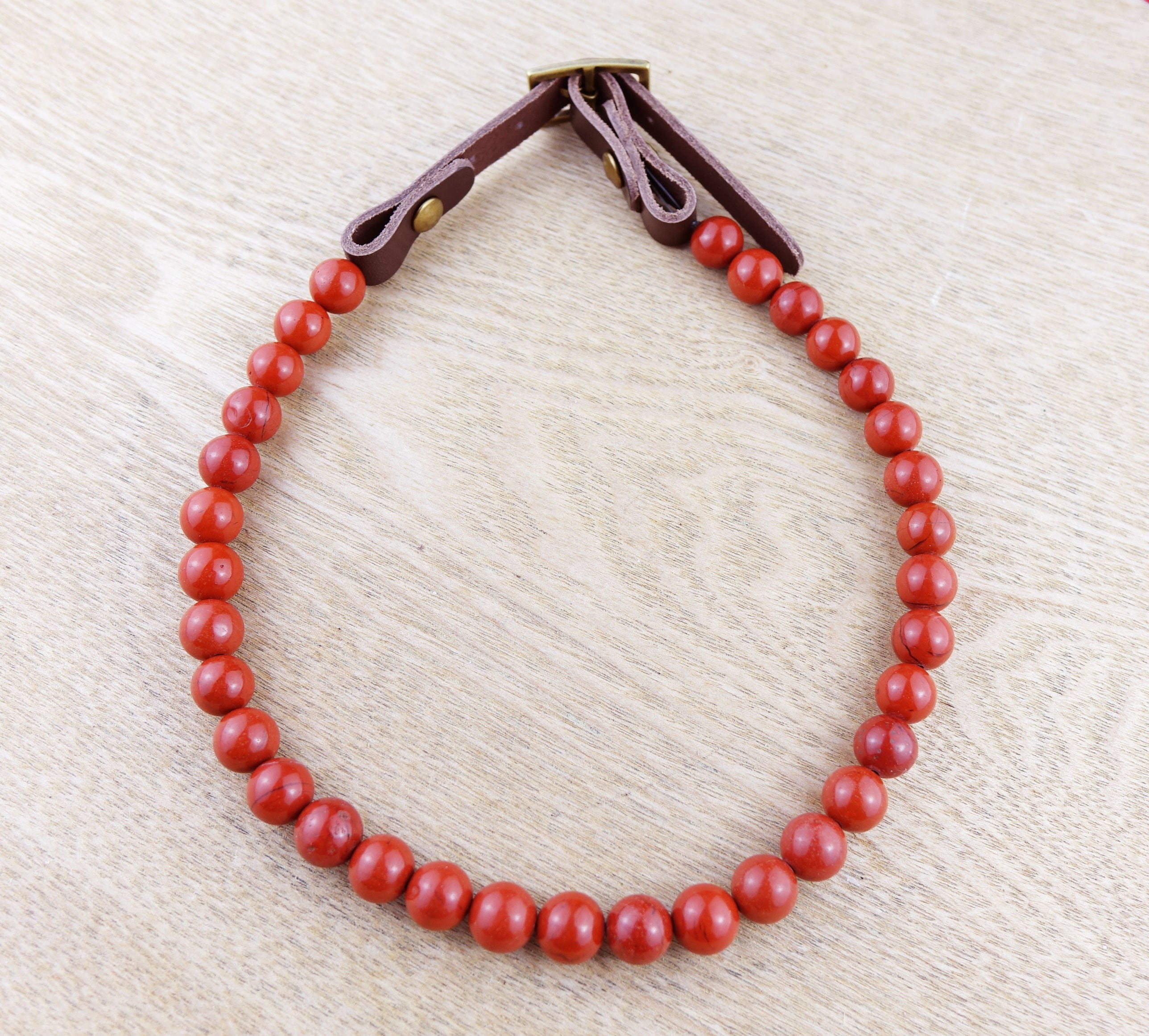 Collier Vitalité Pour Chien Jaspe Rouge - Bien-Être Chien, Cadeau, Anniversaire Noël, Lithothérapie,